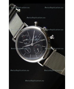 IWC Portofino Chronograph Swiss Watch in Mesh Strap Black Dial 