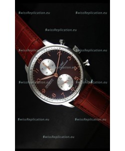IWC Portuguese Chronograph Swiss Replica Watch in Steel Case - 1:1 Mirror Replica Edition