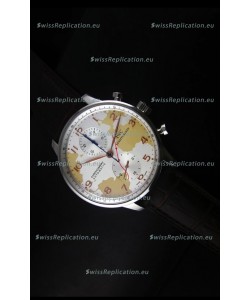 IWC Portuguese Chronograph Swiss Replica Watch in Map Printed Dial - 1:1 Mirror Replica Edition