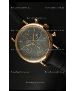 IWC Portofino Chronograph Swiss Watch in Rose Gold Case Grey Dial