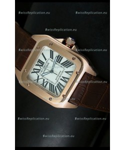 Cartier Santos 100 1:1 Mirror Replica Rose Gold Watch 42MM