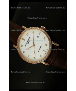 Patek Philippe Calatrava 5298 Swiss Replica Watch in Pink Gold Casing - Diamonds Hours
