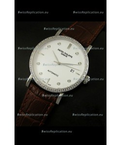 Patek Philippe Calatrava 5298 Swiss Replica Watch in Steel Casing - Diamonds Hours