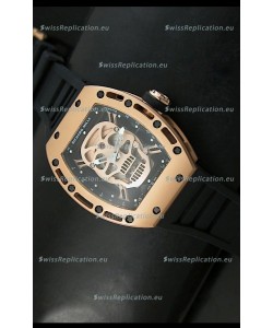 Richard Mille RM052 Skull Tourbillon Swiss Replica Watch in Pink Gold Casing