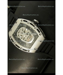 Richard Mille RM052 Skull Tourbillon Swiss Replica Watch in Brushed Steel Case