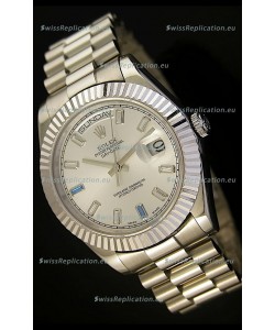Rolex Day Date II 41MM Swiss Replica Watch - Steel Dial - 1:1 Mirror Replica Watch 