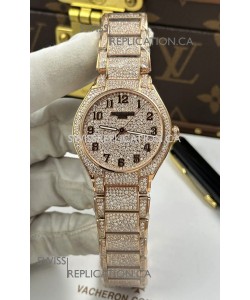 Patek Philippe Twenty-4 Diamonds Paved Rose Gold Super Clone Watch 