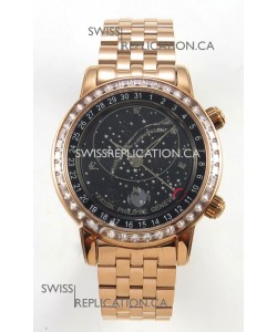 Patek Philippe Grand Complications 6102 Black Dial Rose Gold Strap Super Clone Watch 