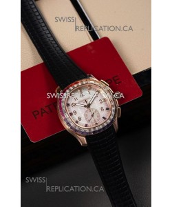 Patek Philippe Aquanaut 7968 Rose Gold Black Strap Super Clone Watch 