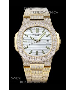 Patek Philippe Super Clone Nautilus 5711/G Diamonds Paved Edition White Dial