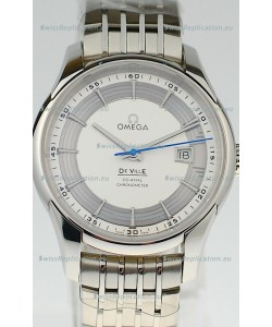 Omega Co Axial De Ville Hour Vision Swiss Replica Steel Watch in White Dial
