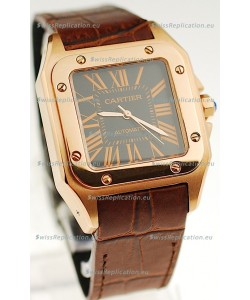 Cartier Santos 100 Swiss Replica Gold Automatic Watch