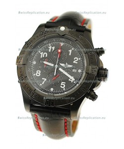 Breitling Chronograph Chronometre Japanese Replica PVD Watch in Black Strap