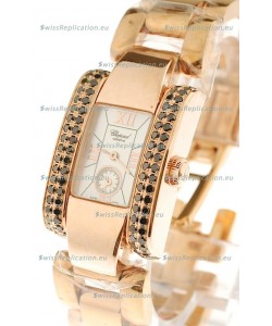 Chopard La Strada Swiss Ladies Replica Pink Gold Watch 