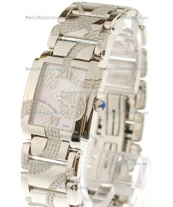 Patek Philippe Twenty Four Swiss Replica Steel Watch in Pink Pearl Dial 