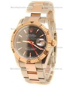Rolex Datejust Turn O Graph Swiss Rose Gold Watch in Black Dial