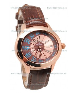 Audemars Piguet Millenary Hour and Minute Swiss Replica Rose Gold Watch in Brown Dial