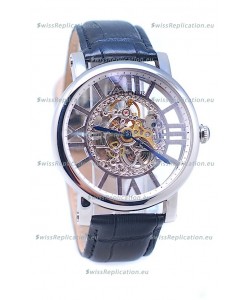 Ronde De Cartier Skeleton Silver Japanese Replica Watch 