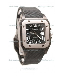 Cartier Santos 100 Swiss Replica Watch in Black Dial
