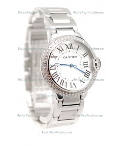 Ballon De Cartier Swiss Replica Mid Sized Watch in Diamond Bezel