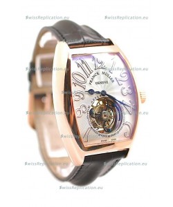Franck Muller Aeternitas Tourbillon Swiss Replica Gold Watch in Black Strap