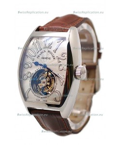 Franck Muller Aeternitas Tourbillon Swiss Replica Gold Watch in Brown Strap