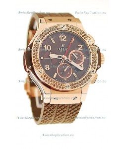Hublot Big Bang 18K Pink Gold Casing Swiss Watch in Brown Dial