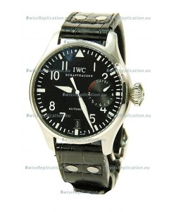 IWC Big Pilot Swiss Replica Steel Watch in Black Dial 