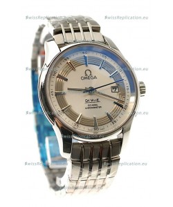 Omega Co Axial De Ville Hour Vision Swiss Replica Watch in White Dial