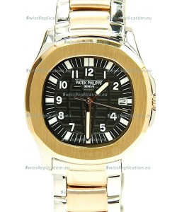 Patek Philippe Aquanaut Two Tone Ladies Gold Watch in Black Dial