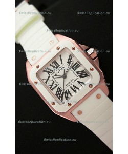 Cartier Santos 100 Swiss Replica Watch in Pink Gold Casing