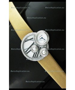 Cartier Jewellery Pearl Diamond Watch in Yellow Strap