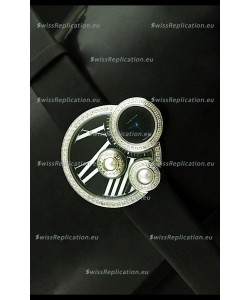 Cartier Jewellery Pearl Diamond Watch in Black Dial