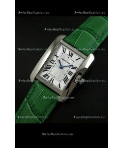 Cartier Louis Japanese Replica Ladies Watch in Green Strap