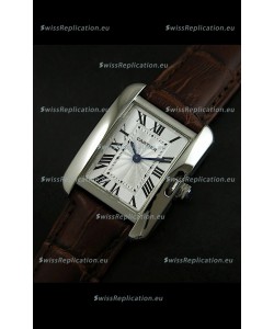Cartier Louis Japanese Replica Ladies Watch in Brown Strap