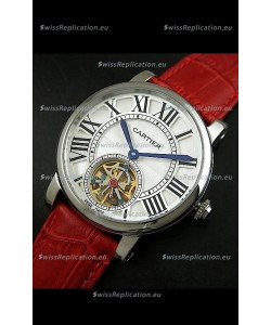 Cartier Ronde de Tourbillon Japanese Replica Watch in Red Strap