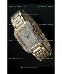 Cartier Tank Anglaise Ladies Replica Watch in Yellow Gold Case/Strap