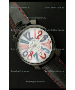 Gaga Milano Italy Japanese Replica PVD Watch in White Dial
