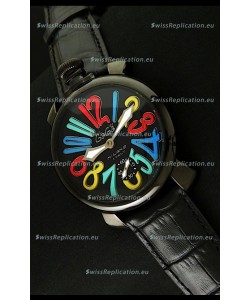 Gaga Milano Italy Japanese Replica PVD Watch in Multi Colour Arabic Markers