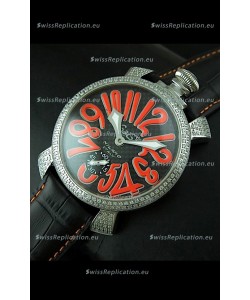 Gaga Milano Italy Manuale Replica Japanese Watch in Orange Markers