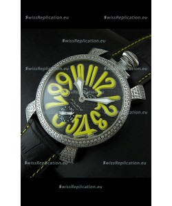 Gaga Milano Italy Manuale Replica Japanese Watch in Yellow Markers