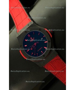Hublot Big Bang Classic Fusion Ceramic Case Watch in Red Strap