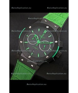Hublot Big Bang Classic Fusion Swiss Replica PVD Watch in Green Strap