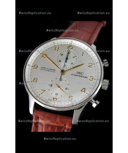 IWC Portuguese Chronograph Swiss Replica Watch in White Dial