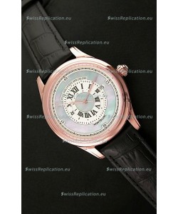 Montblanc Pure Mechanique Horlogere Swiss Replica Rose Gold Watch in Mop Blue Dial