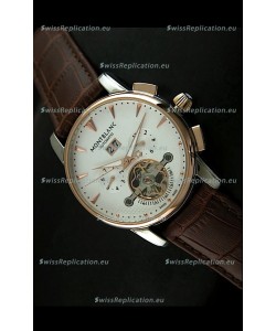Mont Blanc Flying Tourbillon Japanese Replica Watch with Gold Bezel