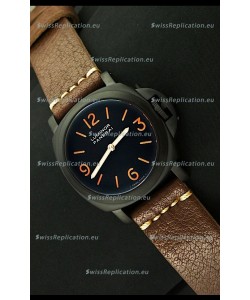 Panerai Luminor Marina Black Seal PVD Swiss Watch in Dark Brown Strap