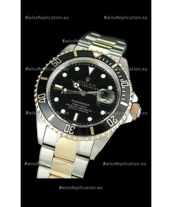 Rolex Submariner Swiss Watch in Black Bezel Two Tone Case