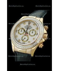 Rolex Daytona Cosmograph Swiss Replica Gold Watch in Diamond Bezel