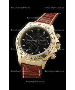 Rolex Daytona Cosmograph Swiss Replica Gold Watch in Black Dial